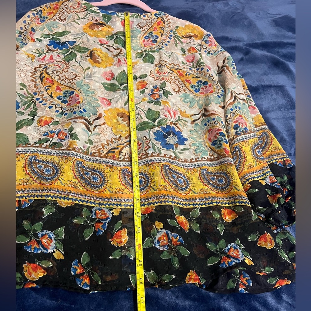 Fig and Flower Multicolor Paisley Peasant Boho Blouse, XL - Picture 11 of 13